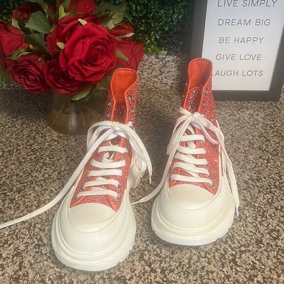 LADIES AUTHENTIC ALEXANDER MCQUEEN GLITTER SNEAKERS - Picture 1 of 8